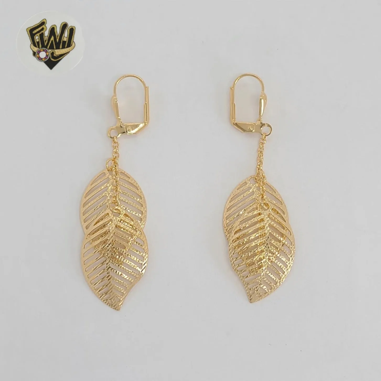 (1-1209-4) Gold Laminate - Leaf Long Earrings - BGF