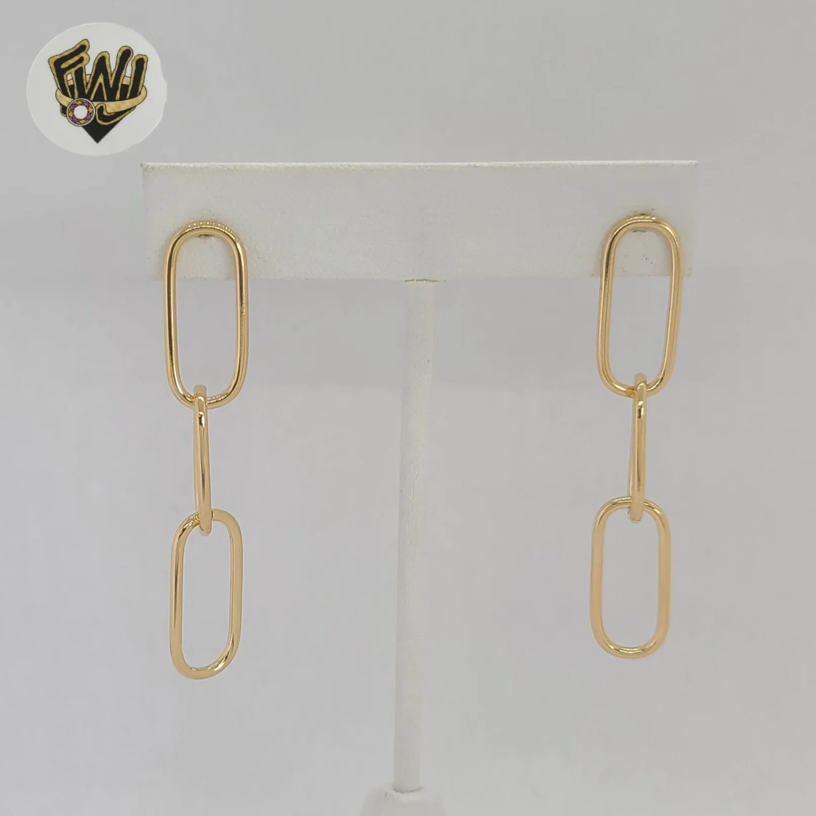 (1-1212-3) Gold Laminate - Paper Clip Long Earrings - BGF