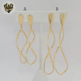 (1-1240) Gold Laminate - Long Carved Earrings - BGF