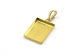 10 Vintage Raw Brass Rectangle Pendant And Earring Setting With 16x12mm Cameo Base Y275