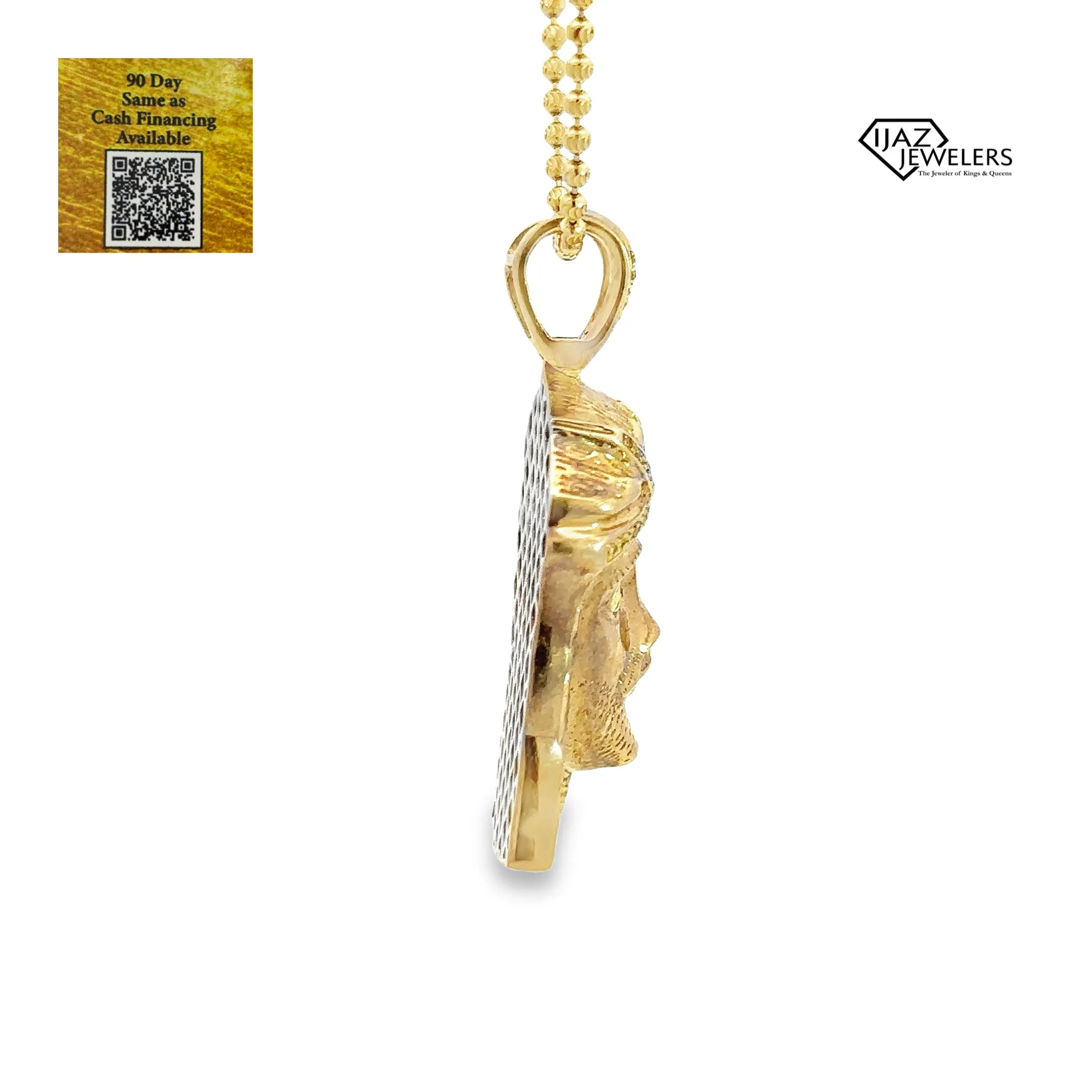 10K Gold 0.50 CTW Yellow Diamond Jesus Charm