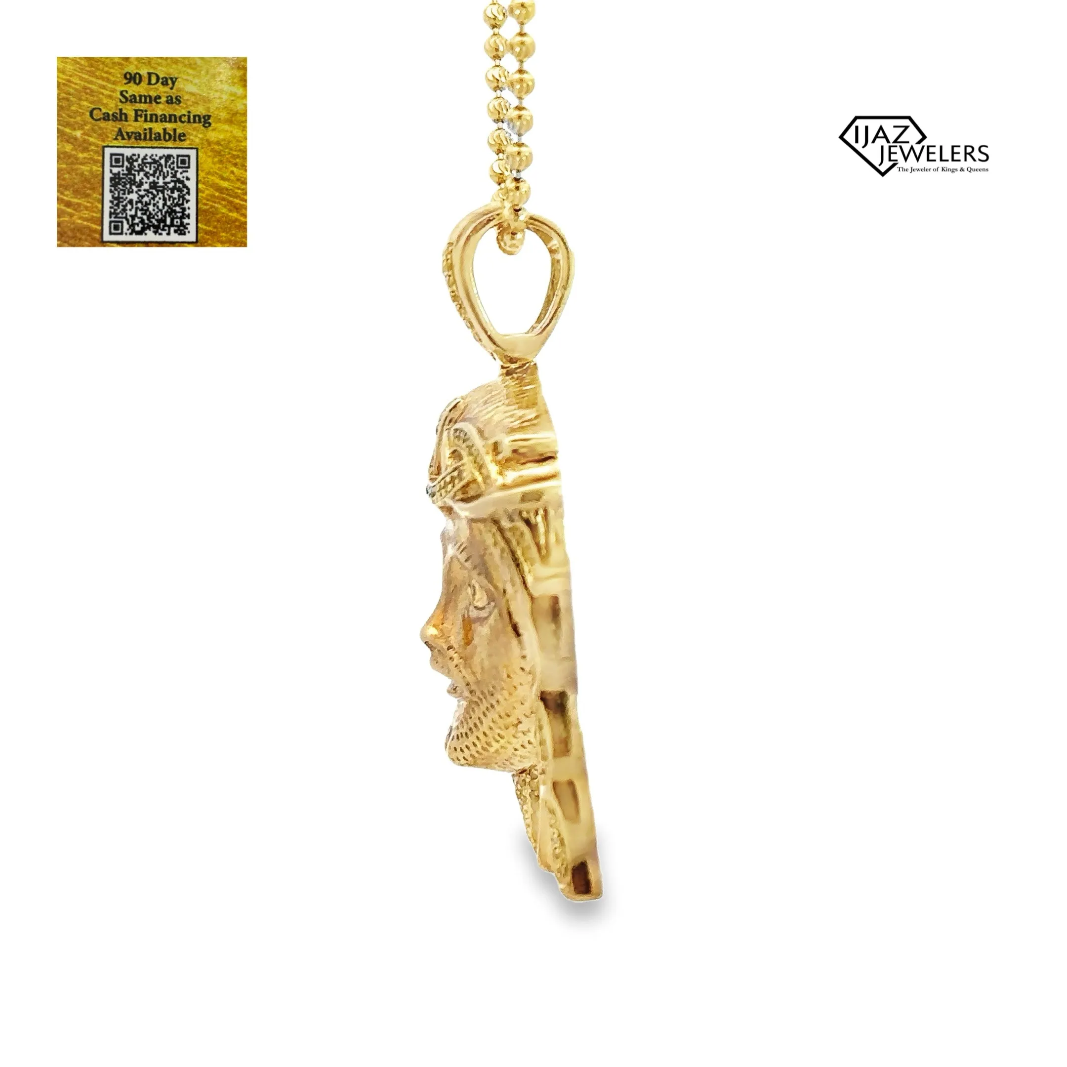 10K Gold 0.50 CTW Yellow Diamond Jesus Charm