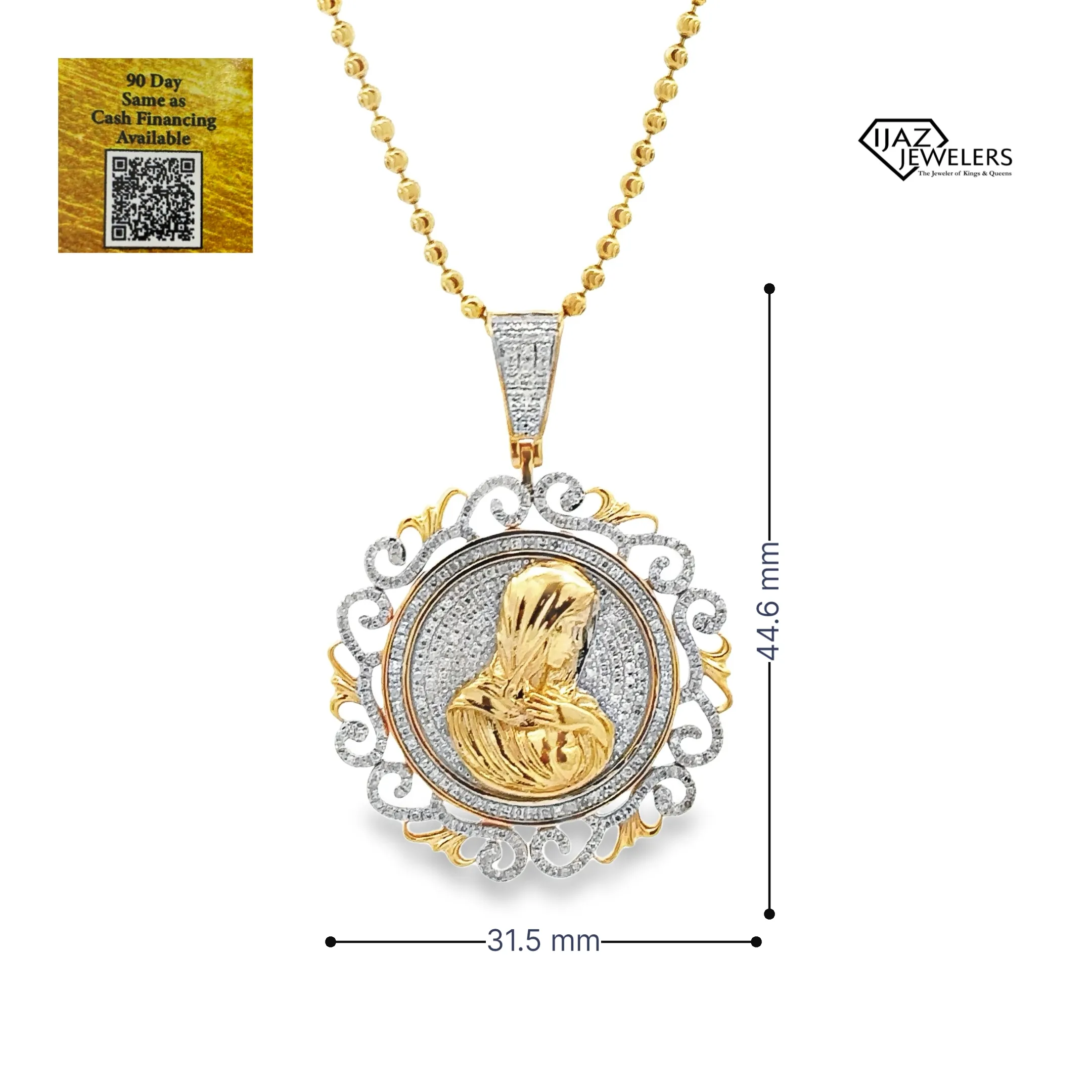 10K Gold 0.76 CTW Diamond Virgin Mary Charm