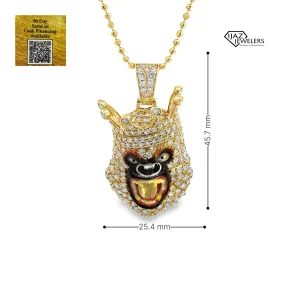 10K Gold 4.26 CTW Diamond UV Enamel Gorilla Charm