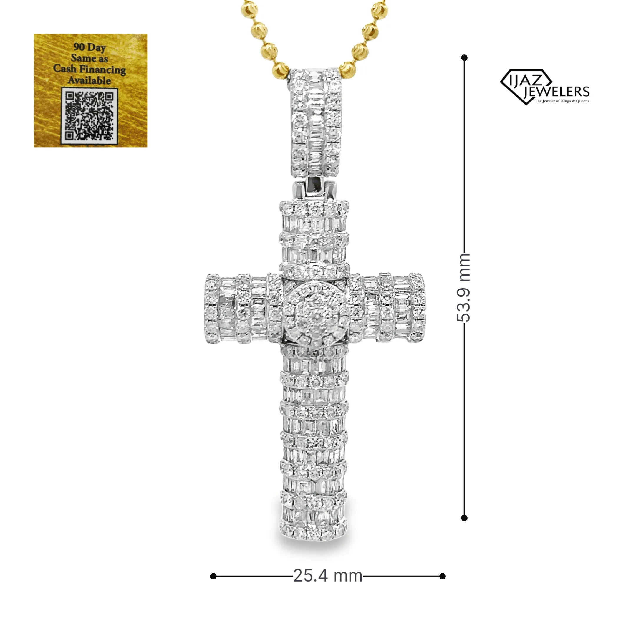 10K White Gold 4.00 CTW Diamond Cross Charm