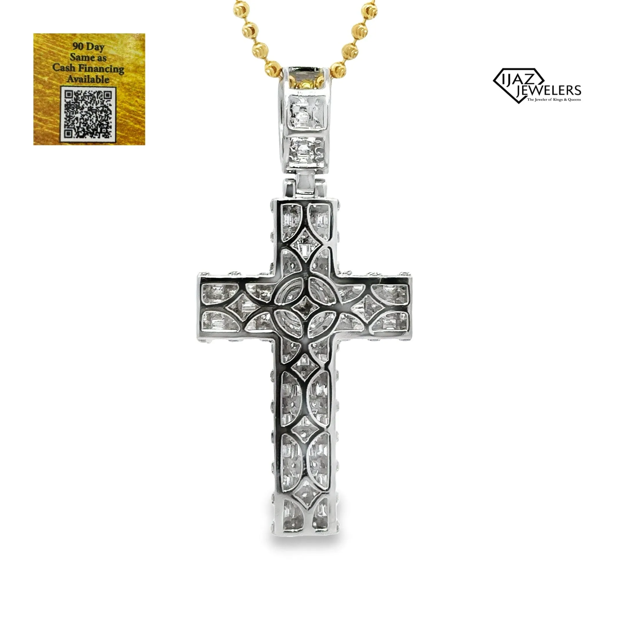 10K White Gold 4.00 CTW Diamond Cross Charm