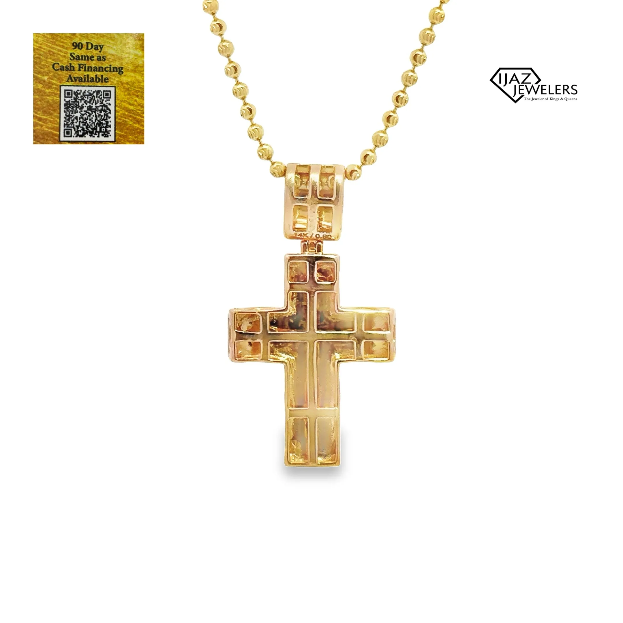 14K Gold 0.80 CTW Diamond Cross Charm