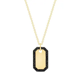 14K Gold and Black Diamond Dog Tag