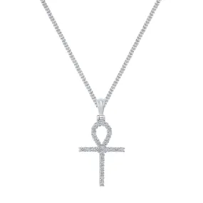 14K Gold Diamond Ankh Pendant