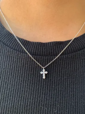 14k Gold Round Cross Diamond Necklace