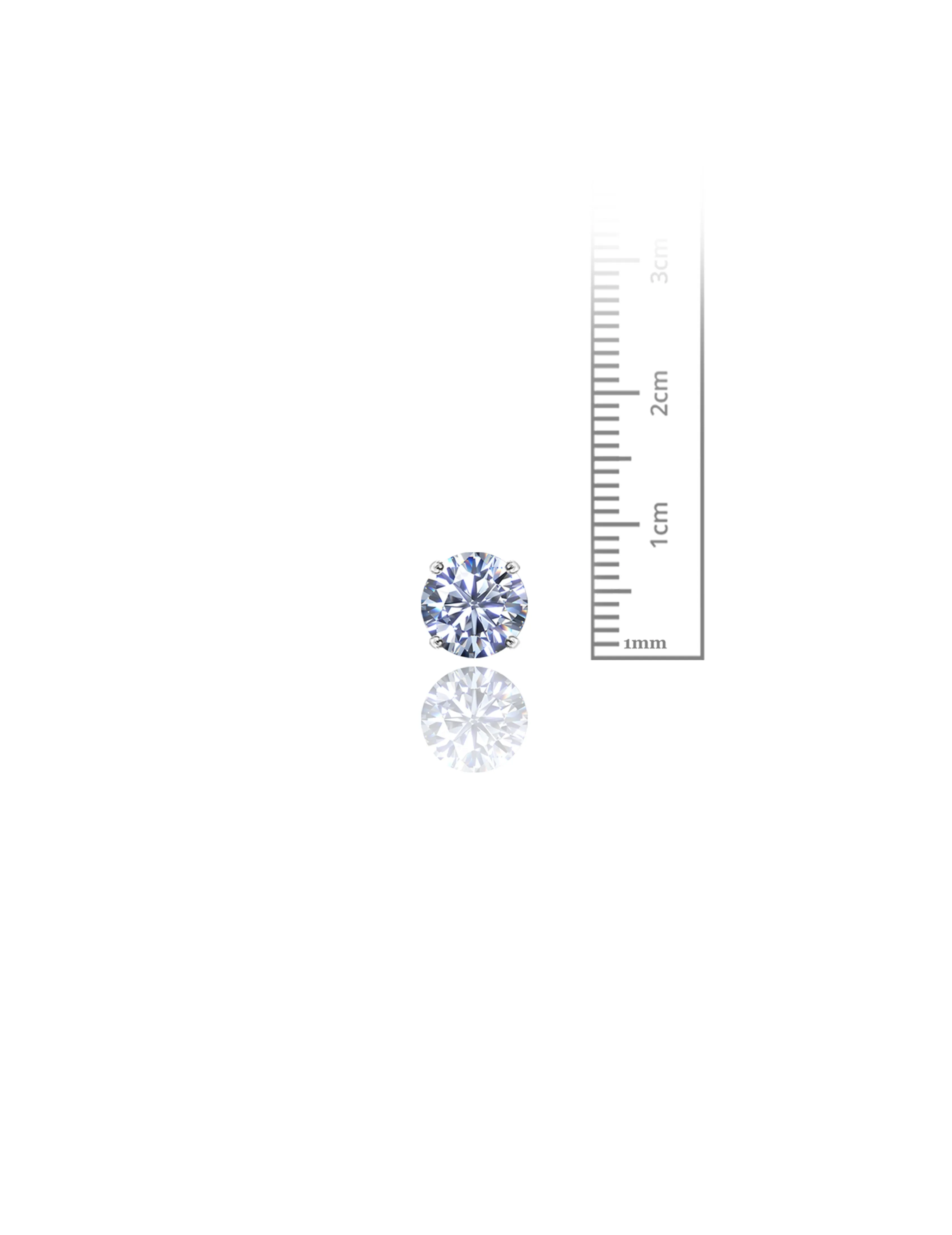 14K White Gold 8MM Round CZ Pushback Stud Earrings