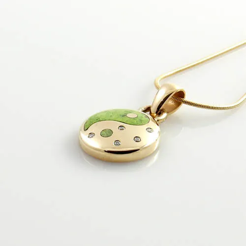 14kt Gold Gaspeite Diamond Yin Yang Pendant