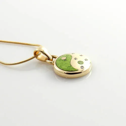 14kt Gold Gaspeite Diamond Yin Yang Pendant