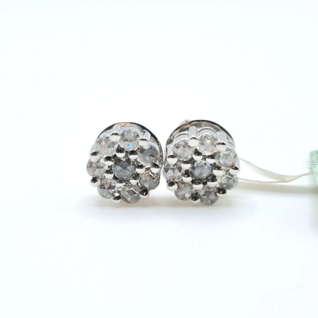 1.50 CTW Rosecut Diamond Rositas Stud Earrings 14K White Gold