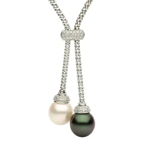 18k South Sea & Tahitian Pearl Lariat Necklace