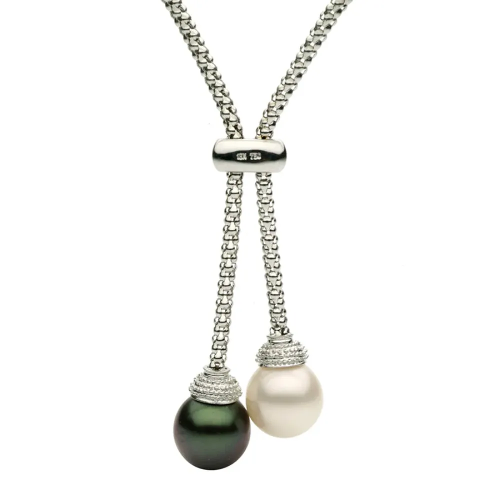 18k South Sea & Tahitian Pearl Lariat Necklace