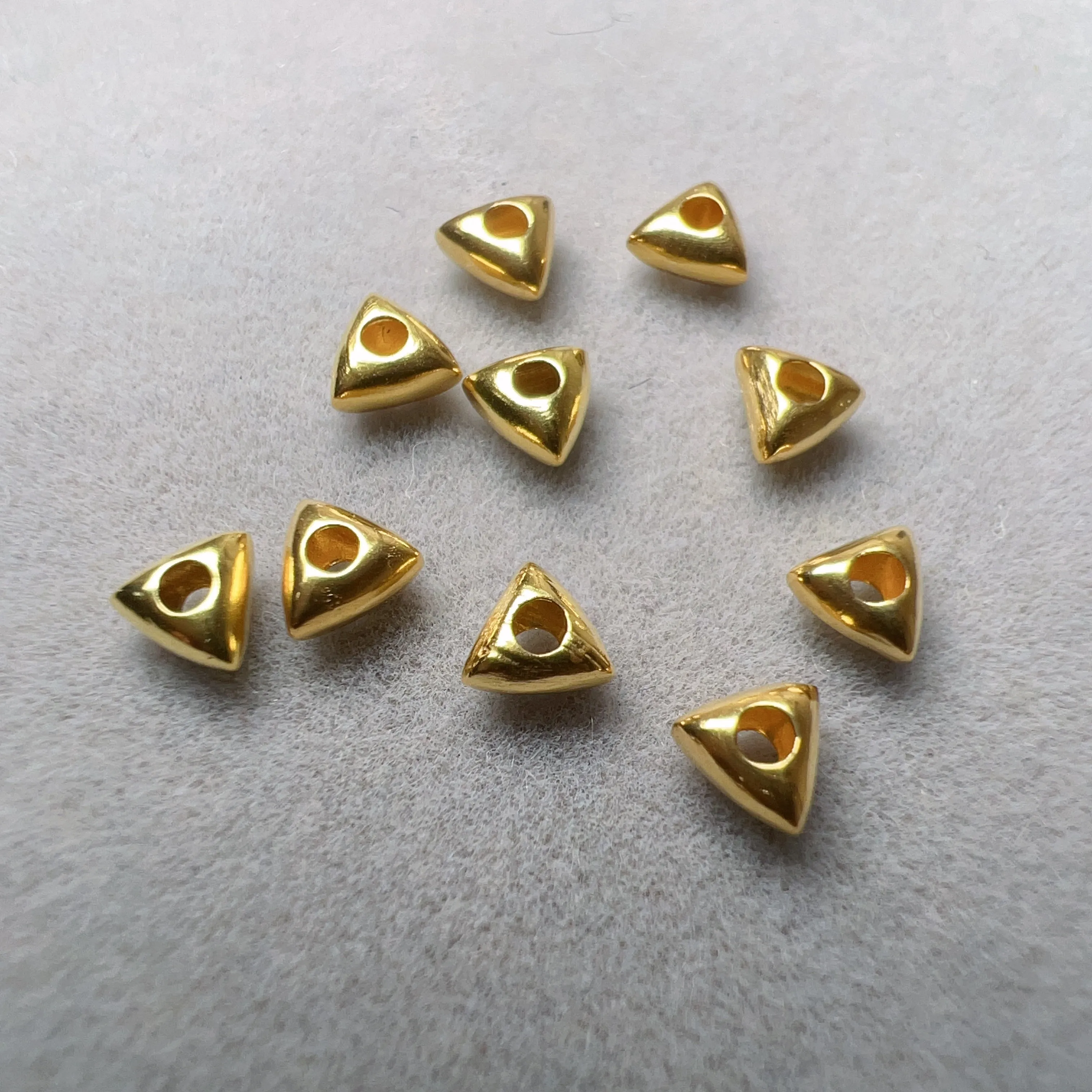 18K Yellow Gold Triangle Nugget Beads Charms for DIY Jewelry Projects