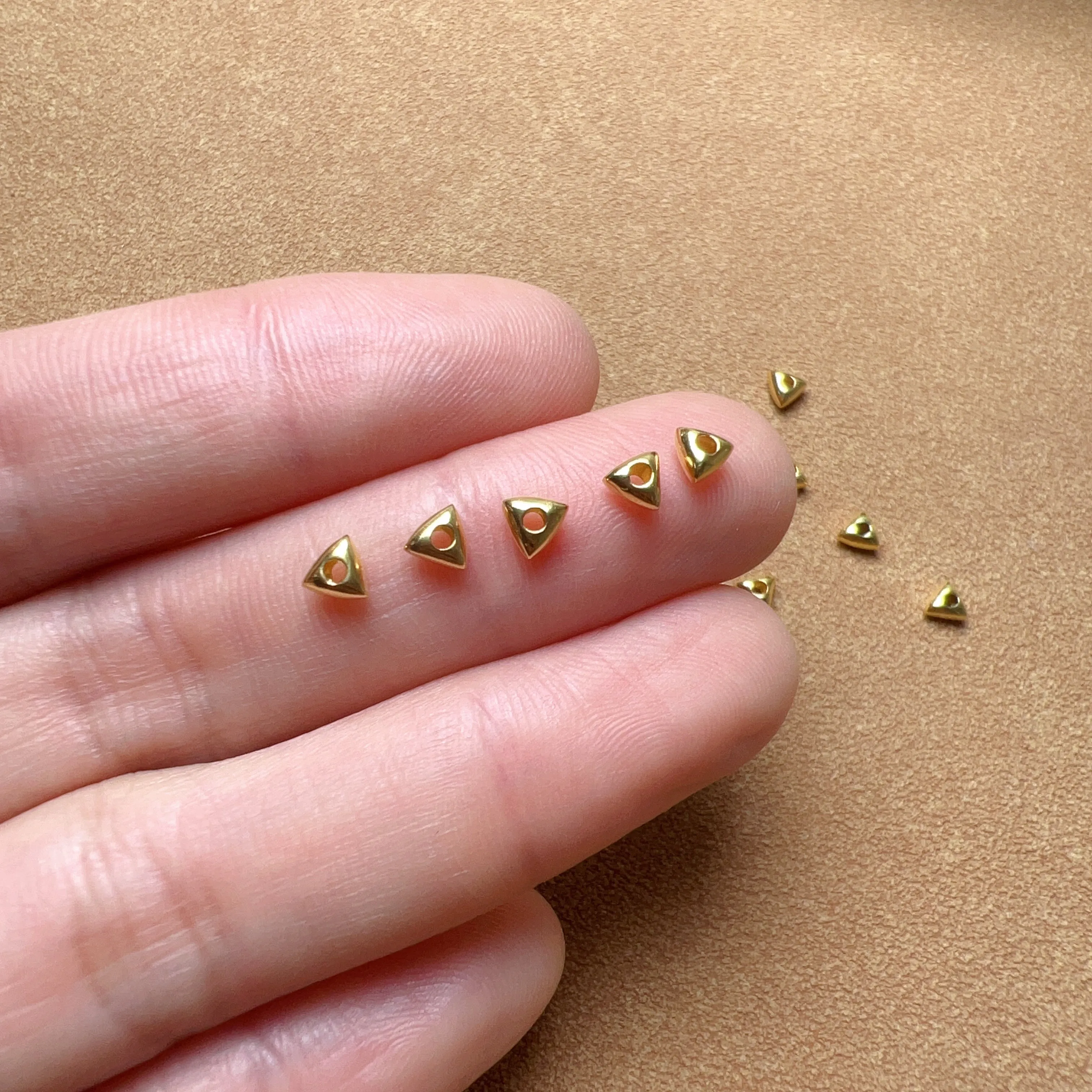 18K Yellow Gold Triangle Nugget Beads Charms for DIY Jewelry Projects