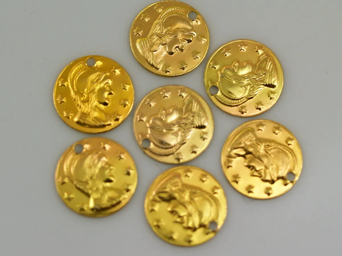 20 Vintage Aliminum Coin Charms 15 Mm