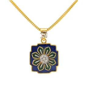 22K Multi-Tone Gold & Enamel Indian Flora Pendant