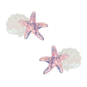 2PK Novelty Clips| Mermaid Shells Pink / White