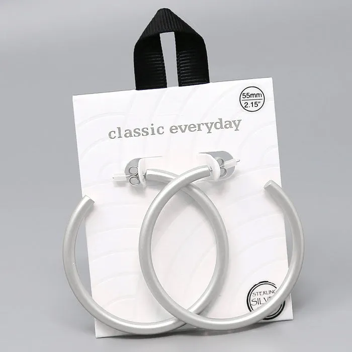 55 MM Tube Metal Hoop Earrings