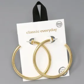 55 MM Tube Metal Hoop Earrings