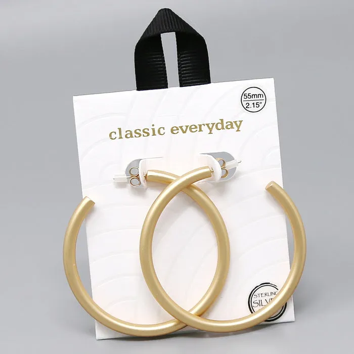 55 MM Tube Metal Hoop Earrings