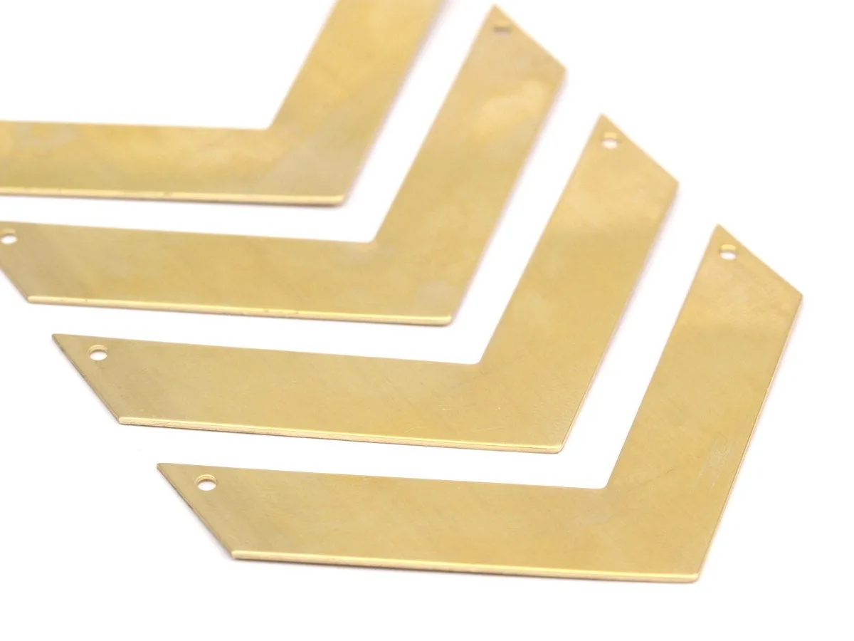 7 Raw Brass Chevrons 2 Holes  (70x15x0.80mm) A0894--N0615