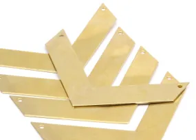 7 Raw Brass Chevrons 2 Holes  (70x15x0.80mm) A0894--N0615