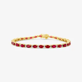 7.90CT Oval Ruby & Diamond Tennis Bracelet