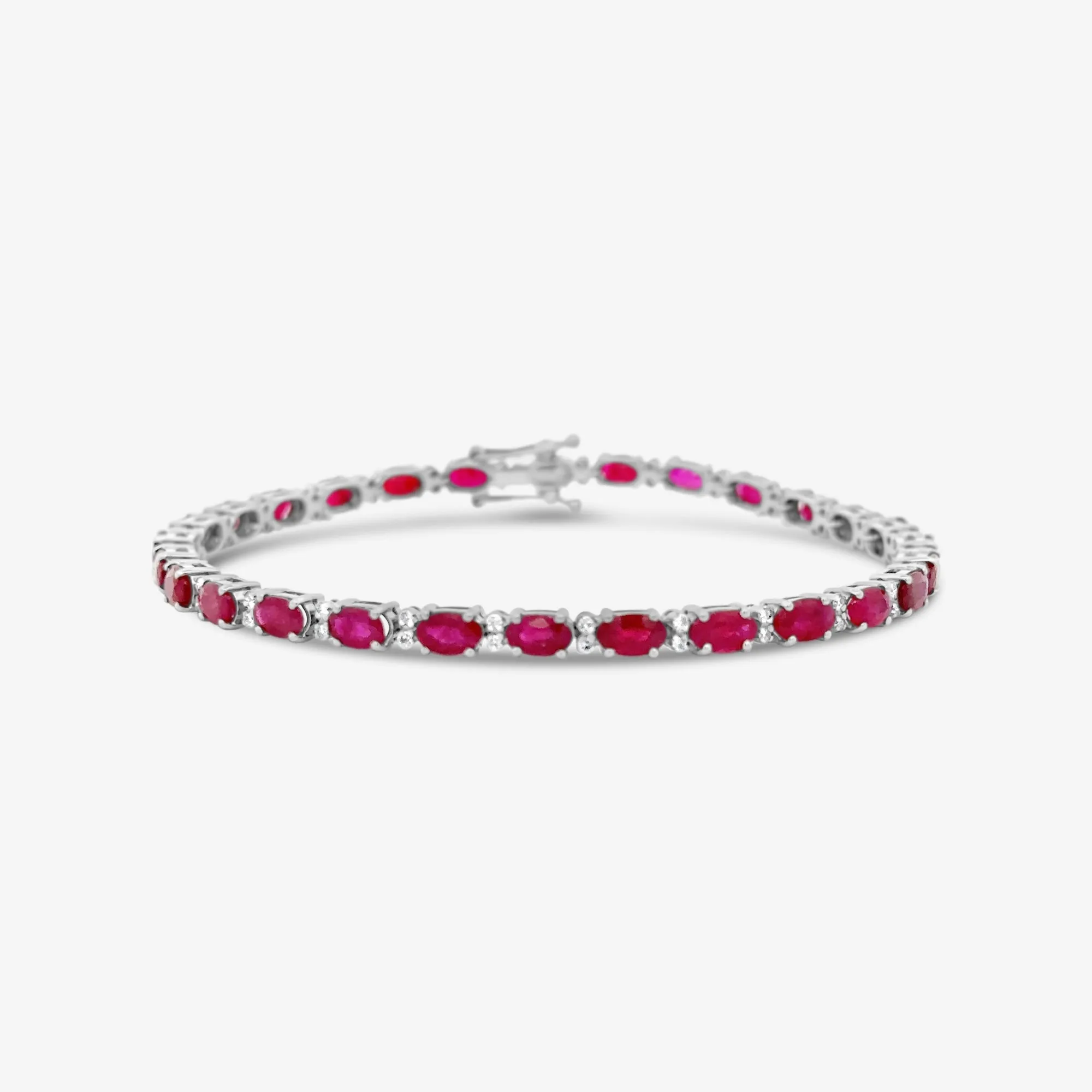 7.90CT Oval Ruby & Diamond Tennis Bracelet