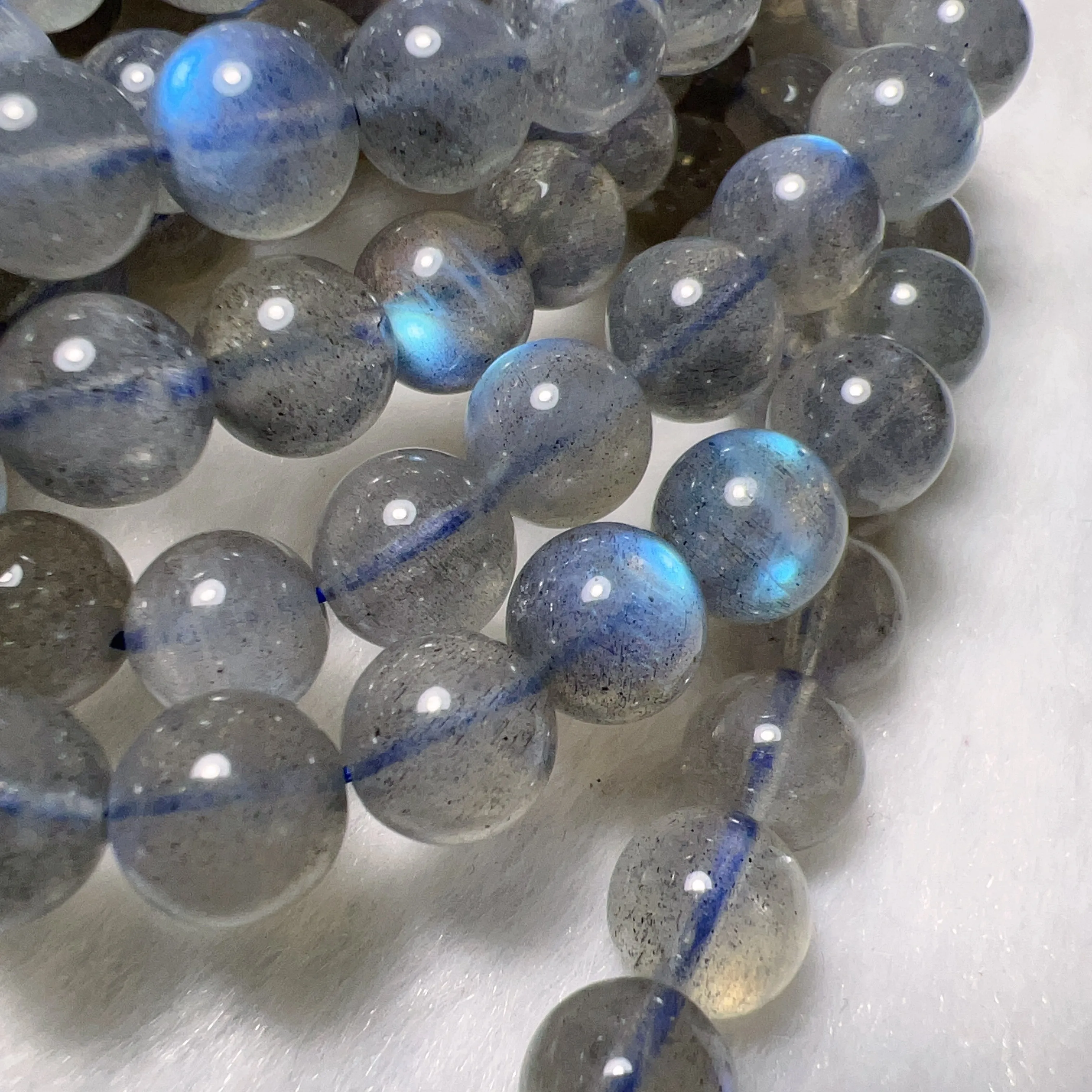 8mm Natural Blue Flash Labradorite Round Beaded Bracelets for DIY Jewelry Project