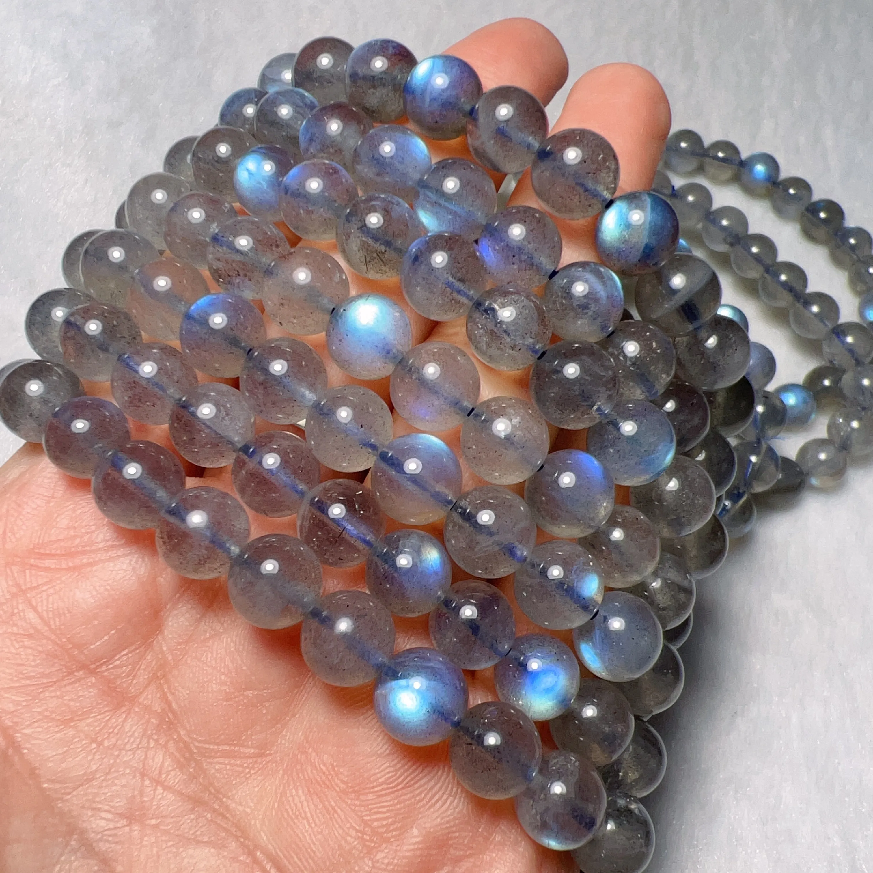 8mm Natural Blue Flash Labradorite Round Beaded Bracelets for DIY Jewelry Project