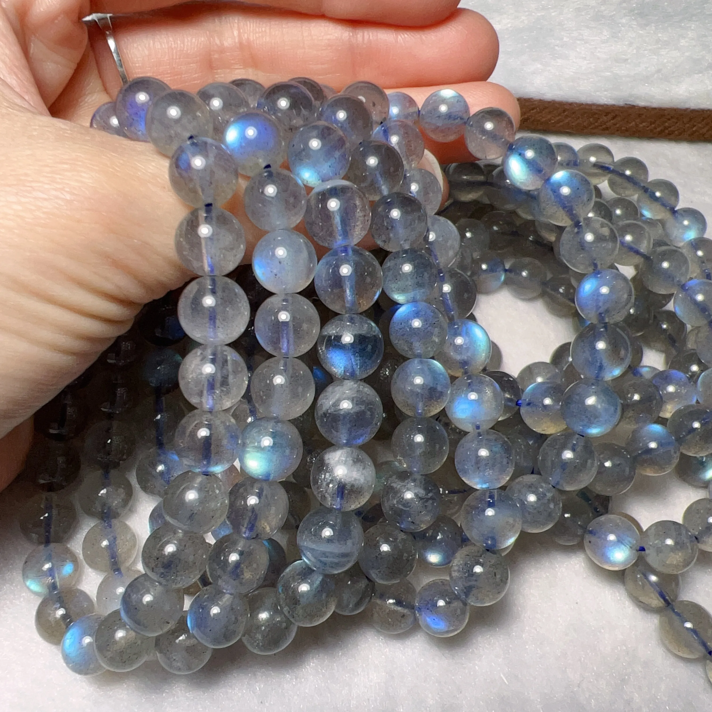 8mm Natural Blue Flash Labradorite Round Beaded Bracelets for DIY Jewelry Project