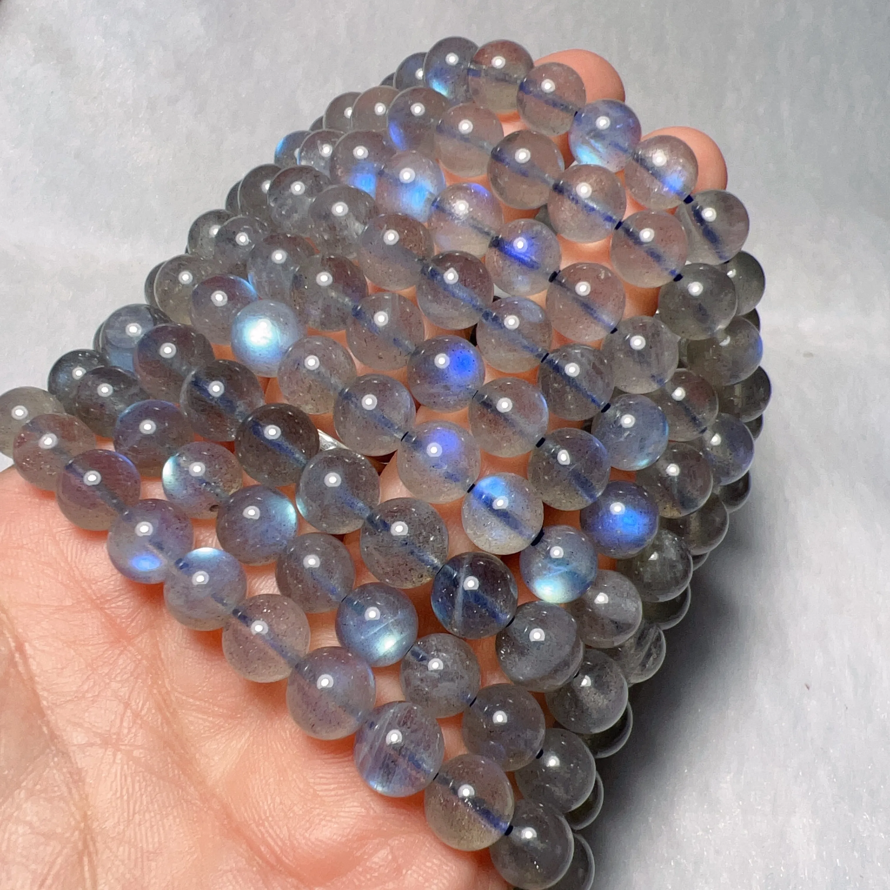 8mm Natural Blue Flash Labradorite Round Beaded Bracelets for DIY Jewelry Project