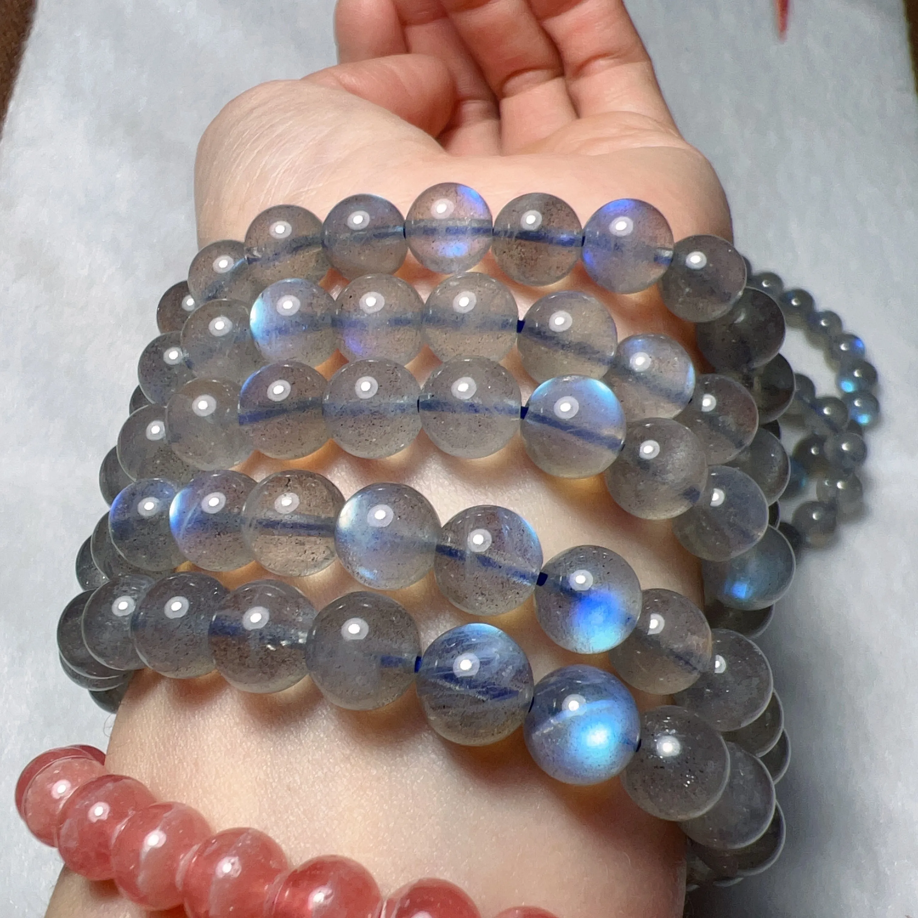 8mm Natural Blue Flash Labradorite Round Beaded Bracelets for DIY Jewelry Project