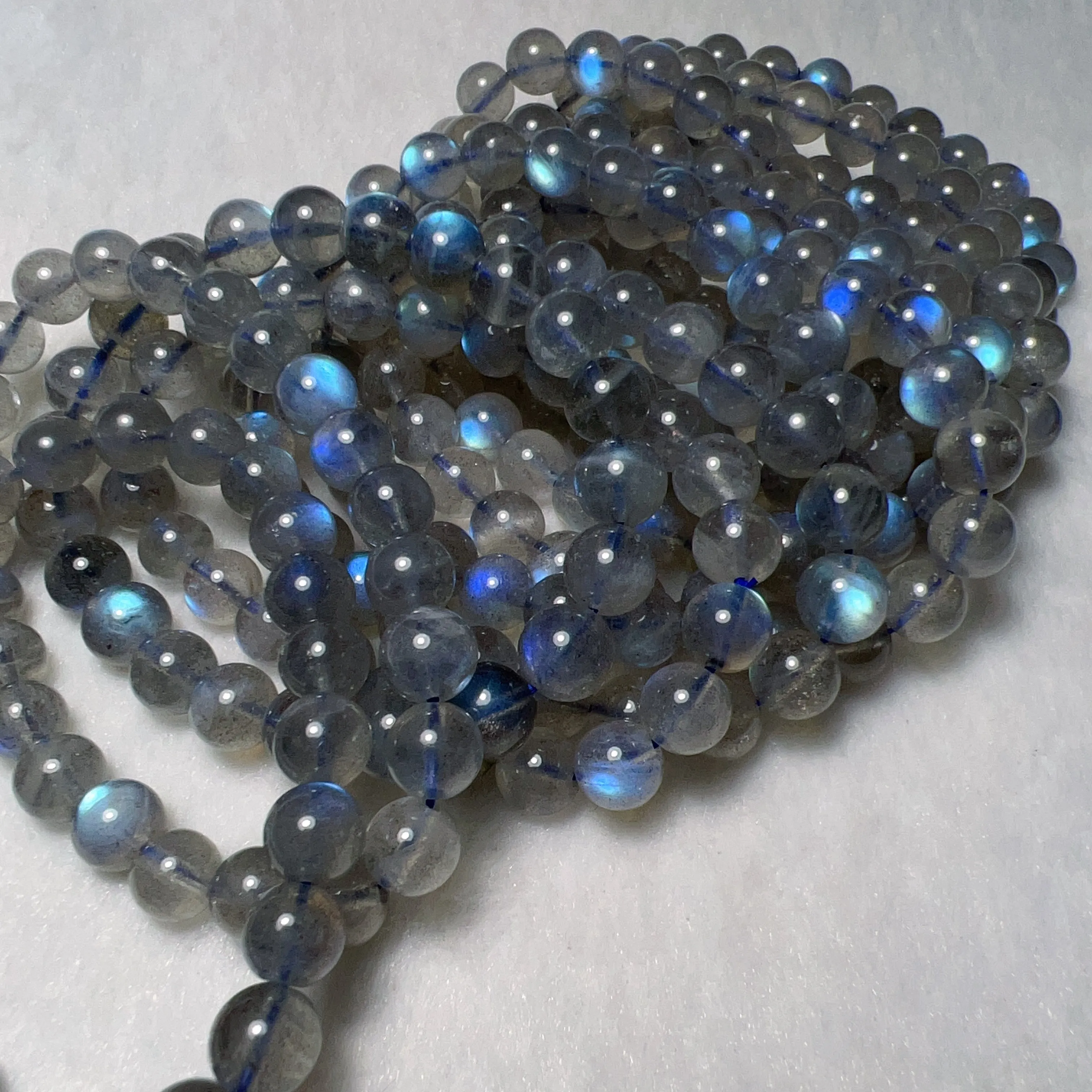 8mm Natural Blue Flash Labradorite Round Beaded Bracelets for DIY Jewelry Project