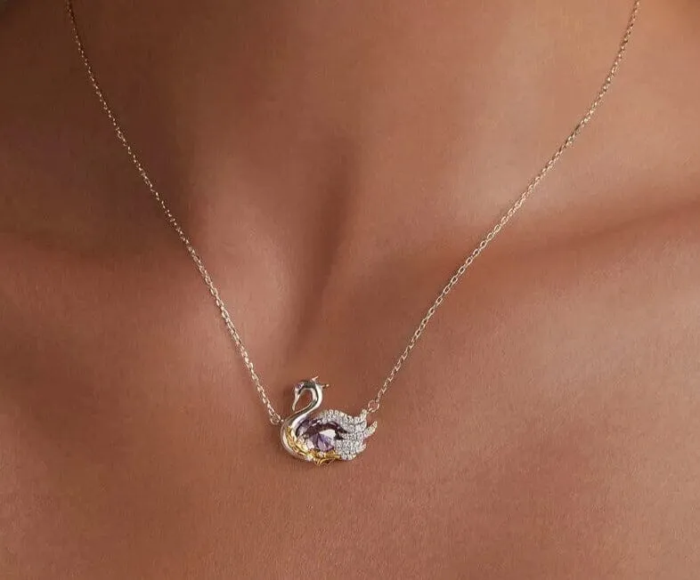 925 Sterling Silver Cute Swan Pendant Necklace