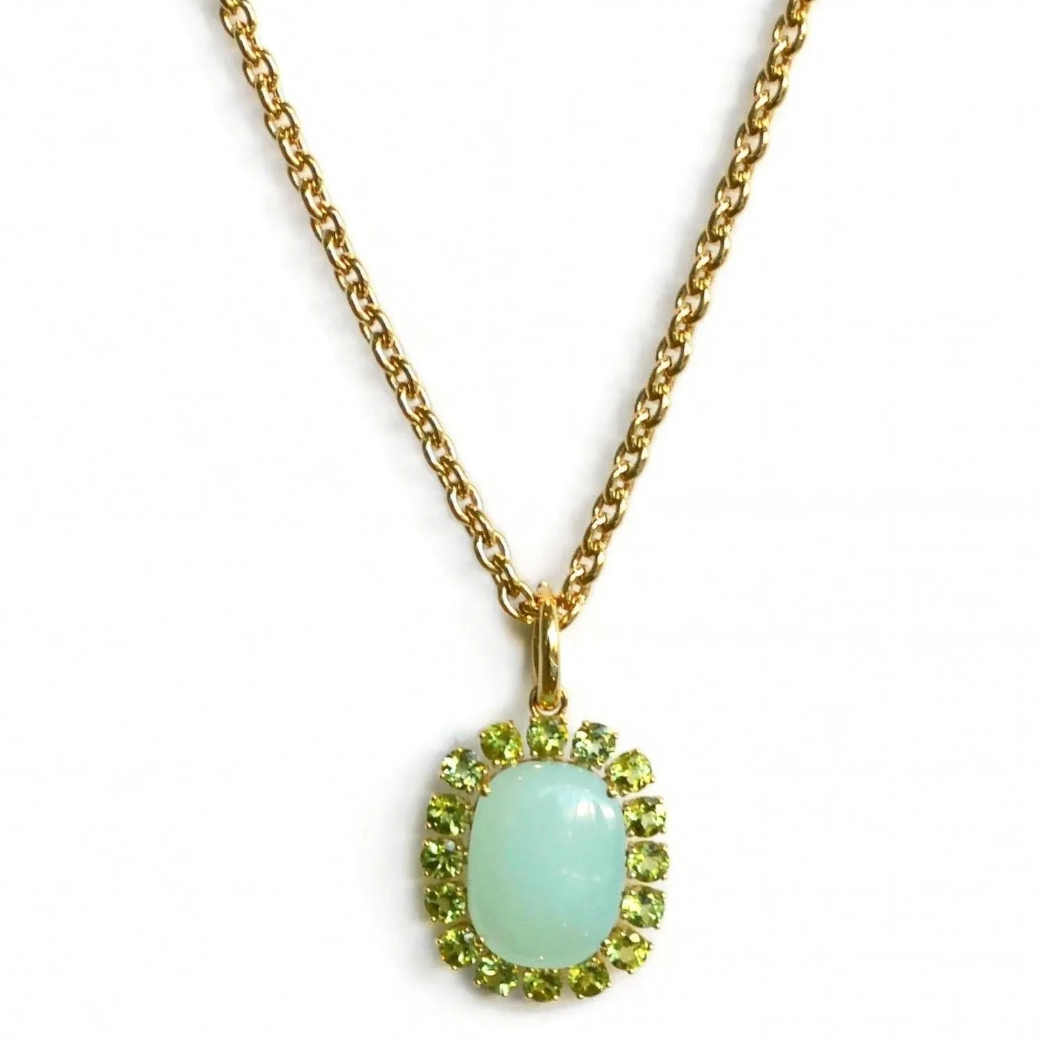 A & Furst - Sole - Pendant with Green Aqua Chalcedony and Peridot, 18k Yellow Gold