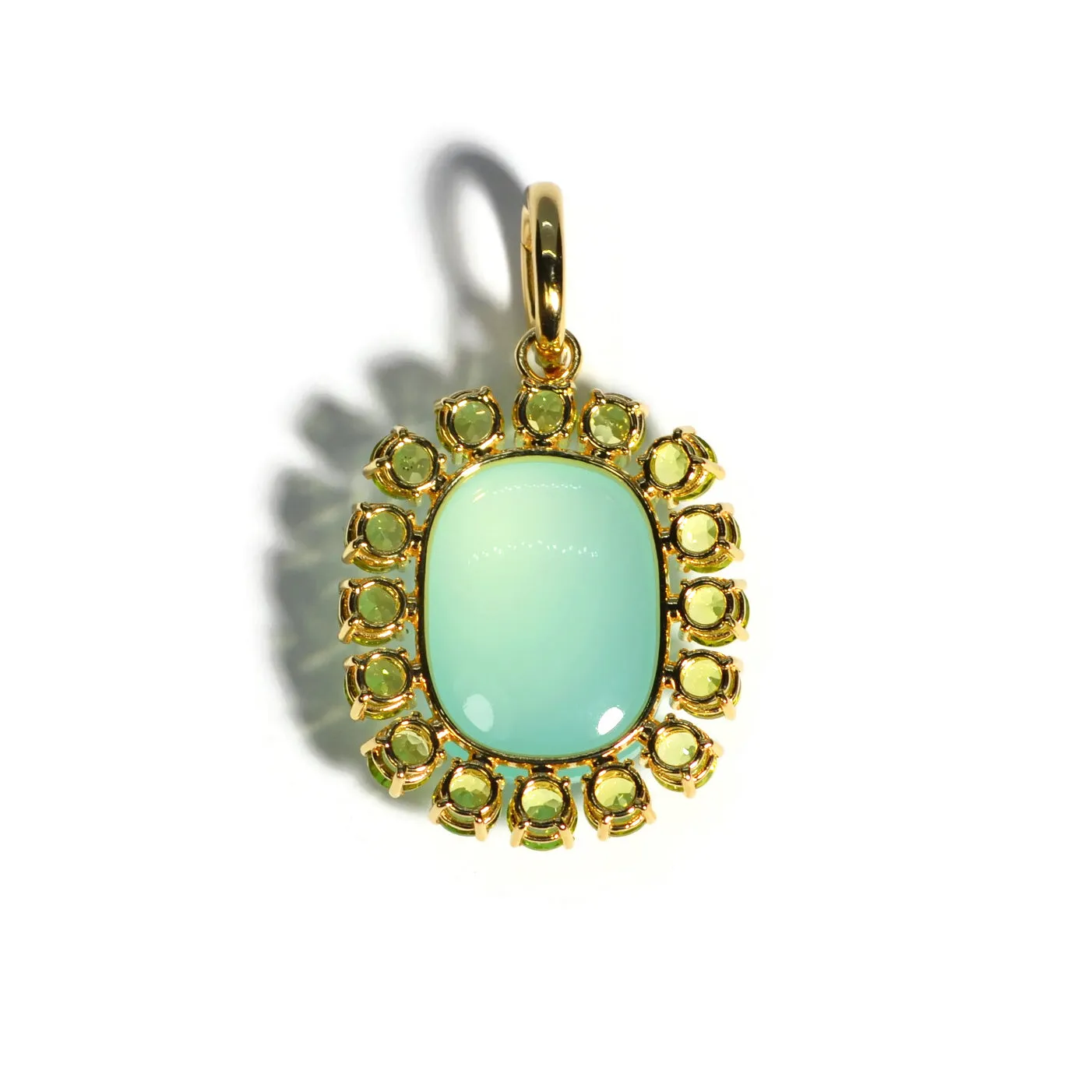 A & Furst - Sole - Pendant with Green Aqua Chalcedony and Peridot, 18k Yellow Gold