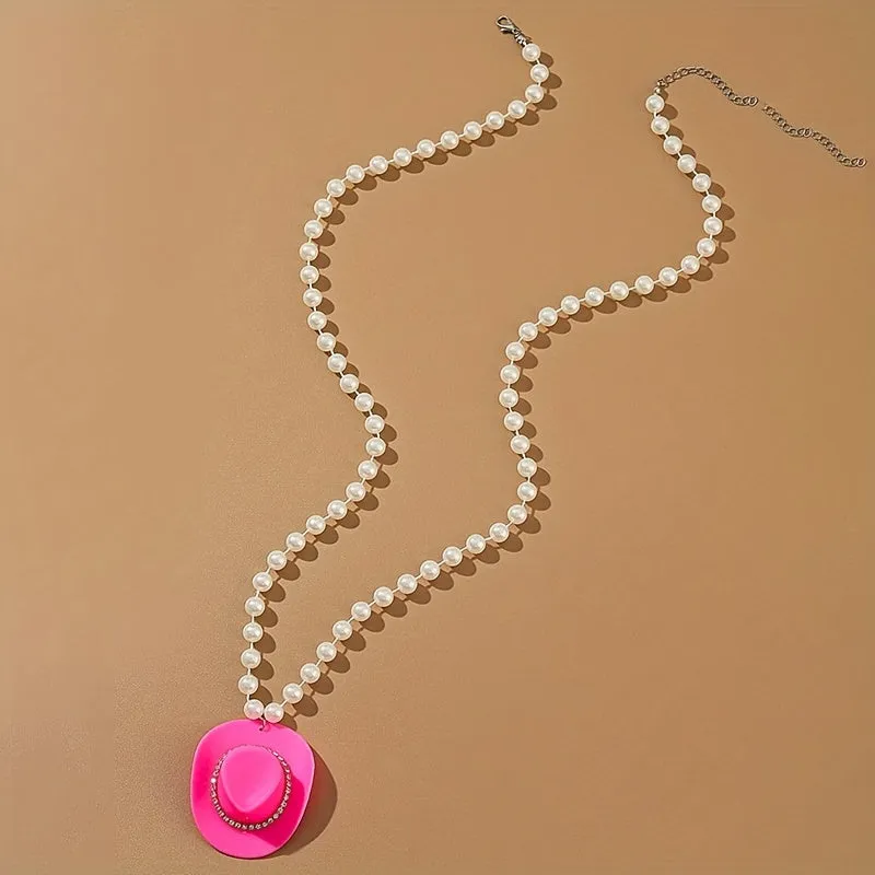 Add a Touch of Elegance with our Pink Faux Pearl Pendant Necklace - Perfect for Women and Girls with Niche Design