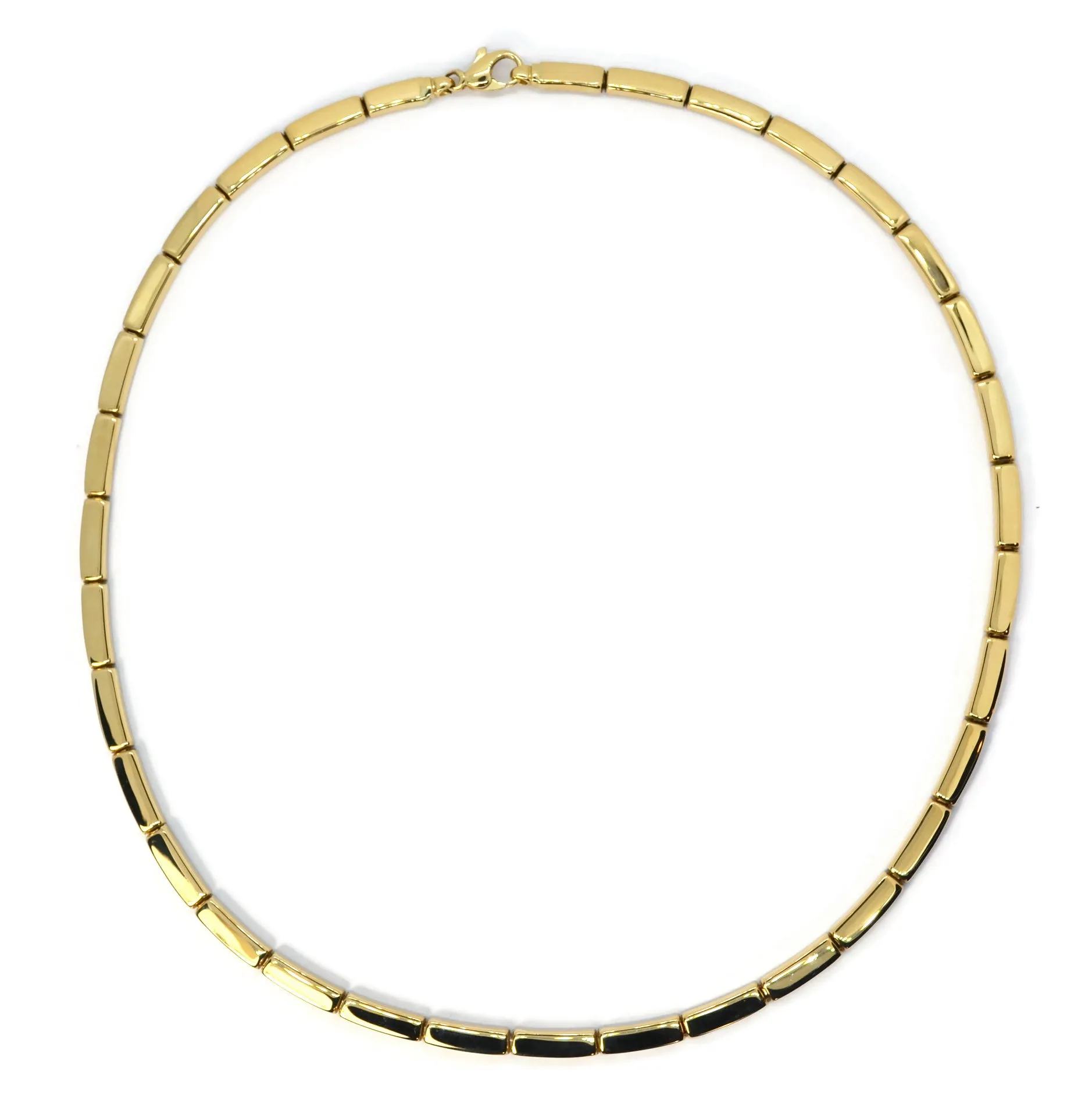 AFJ Gold Collection - Bunny Rectangular Link Necklace, Yellow Gold