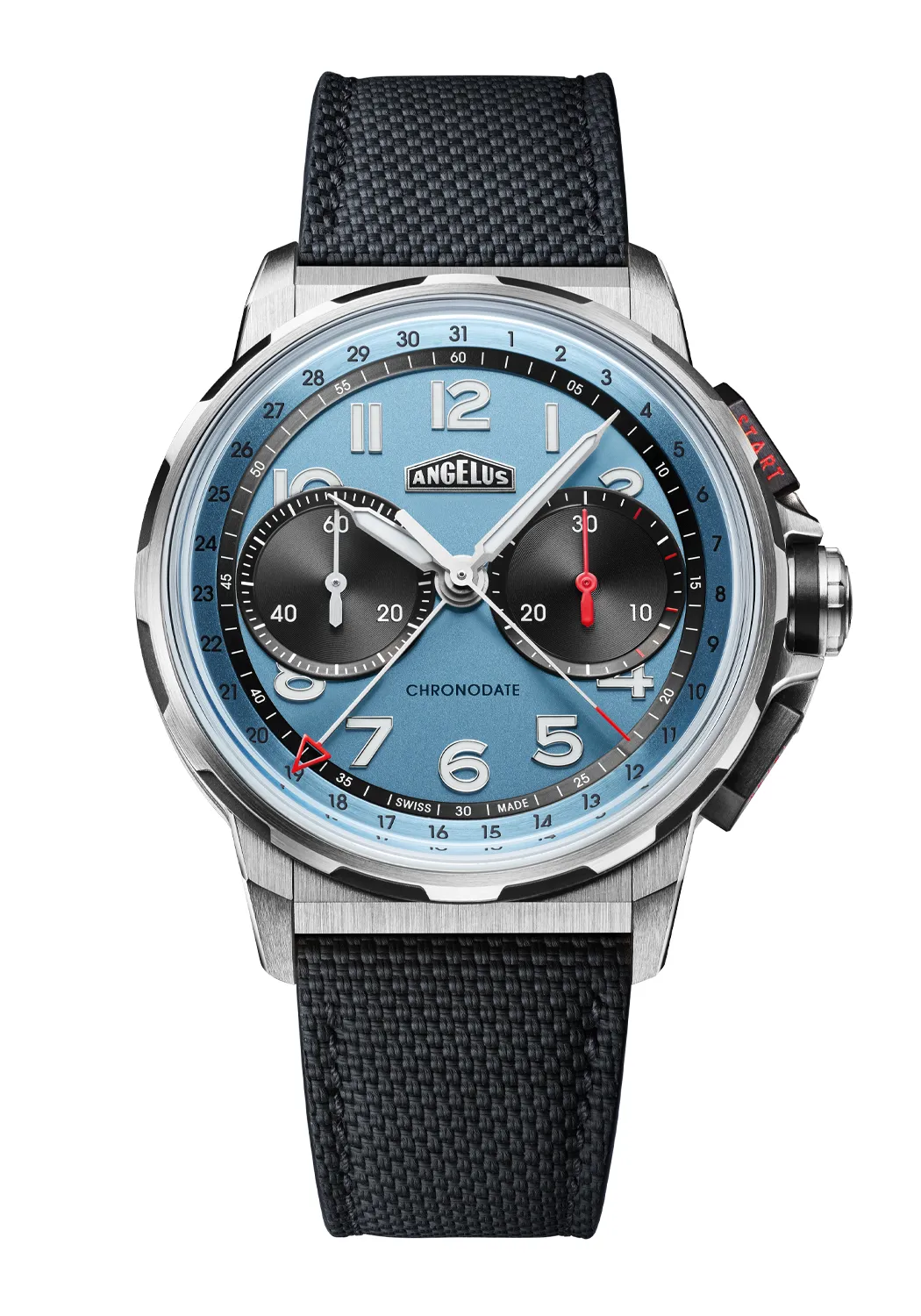 Angelus Chronodate Titanium Storm Blue on Strap