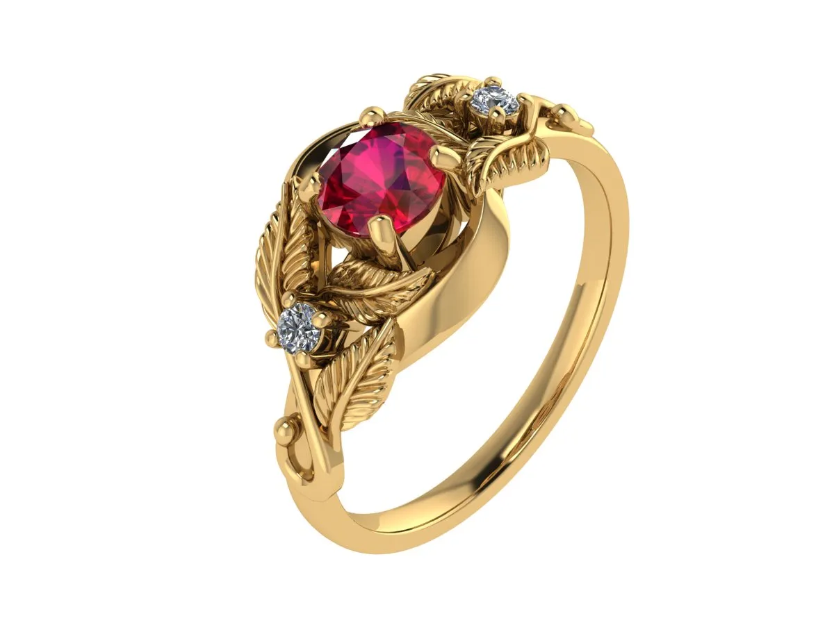 Azalea | custom ring setting, three gemstones ring, 5 mm central