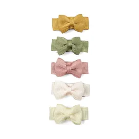 Baby Wisp Tuxedo Bow Snap Clips 5pk Salted Caramel