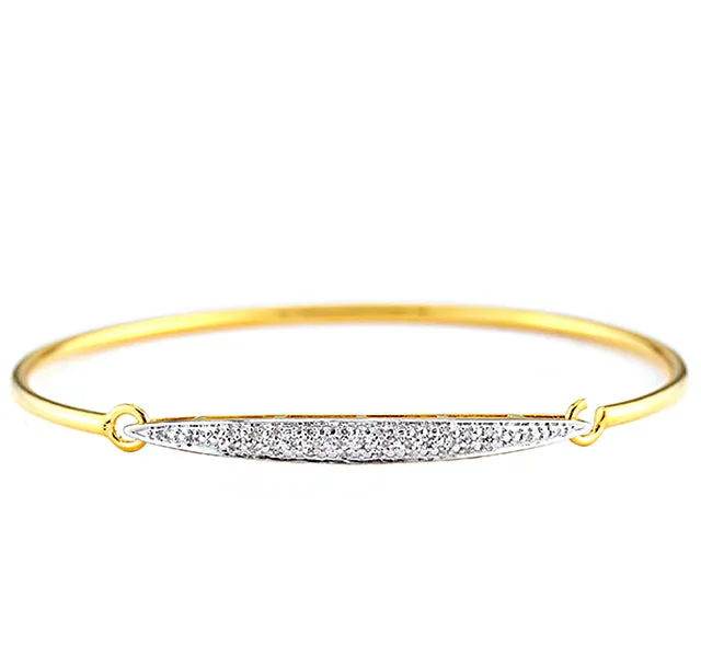 Bangle Bracelet with Diamonds in Gold Plated Sterling Silver