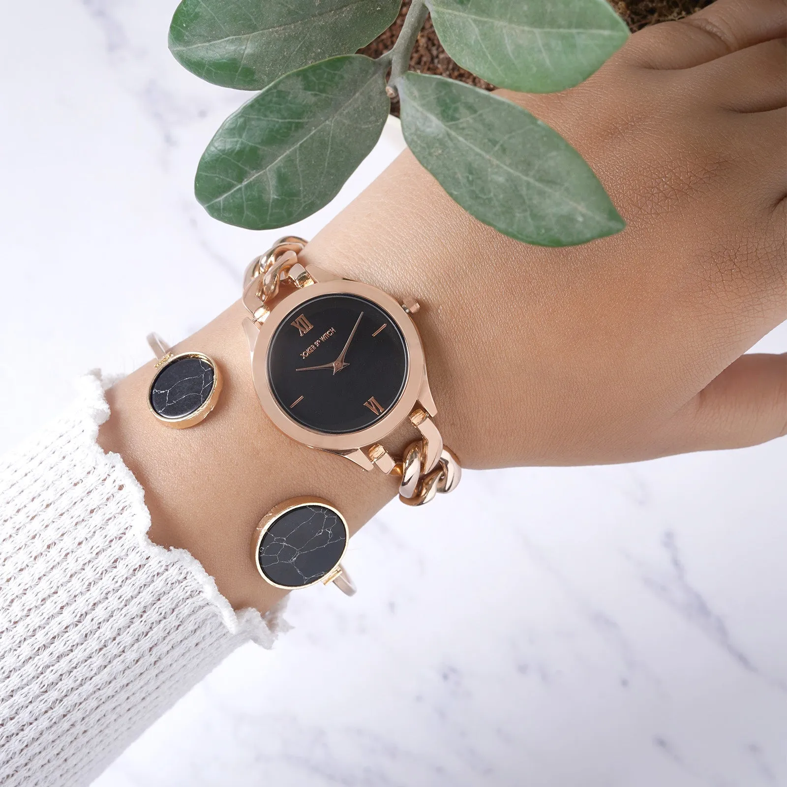 Barbara Rose Gold Watch Bracelet Stack