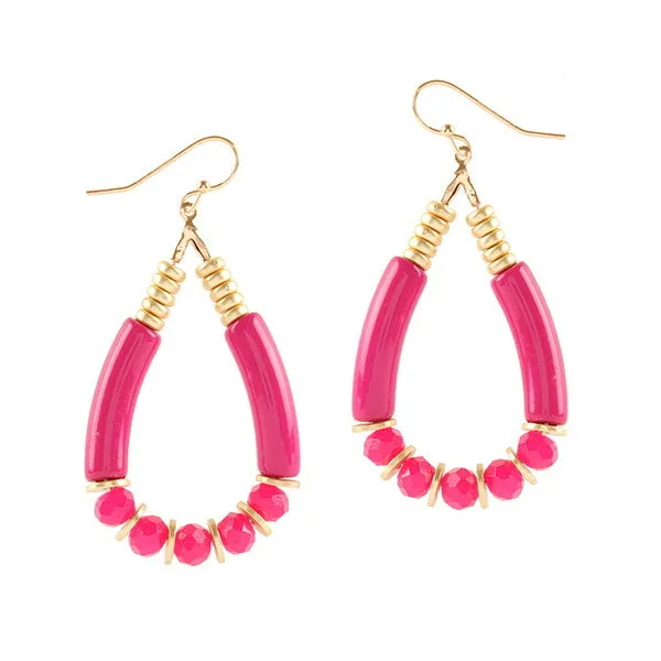 Barbie Theme Glass Bead Teardrop Earrings