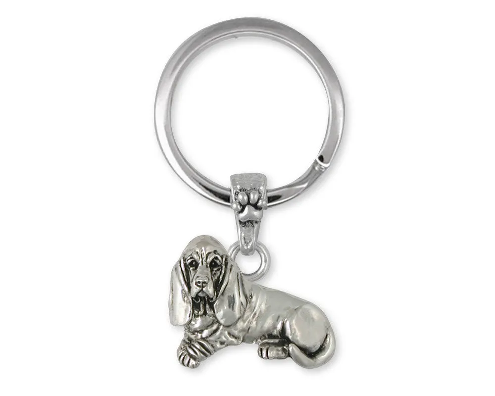 Basset Hound Key Ring Jewelry Sterling Silver Handmade Dog Key Ring BAS4-KRE